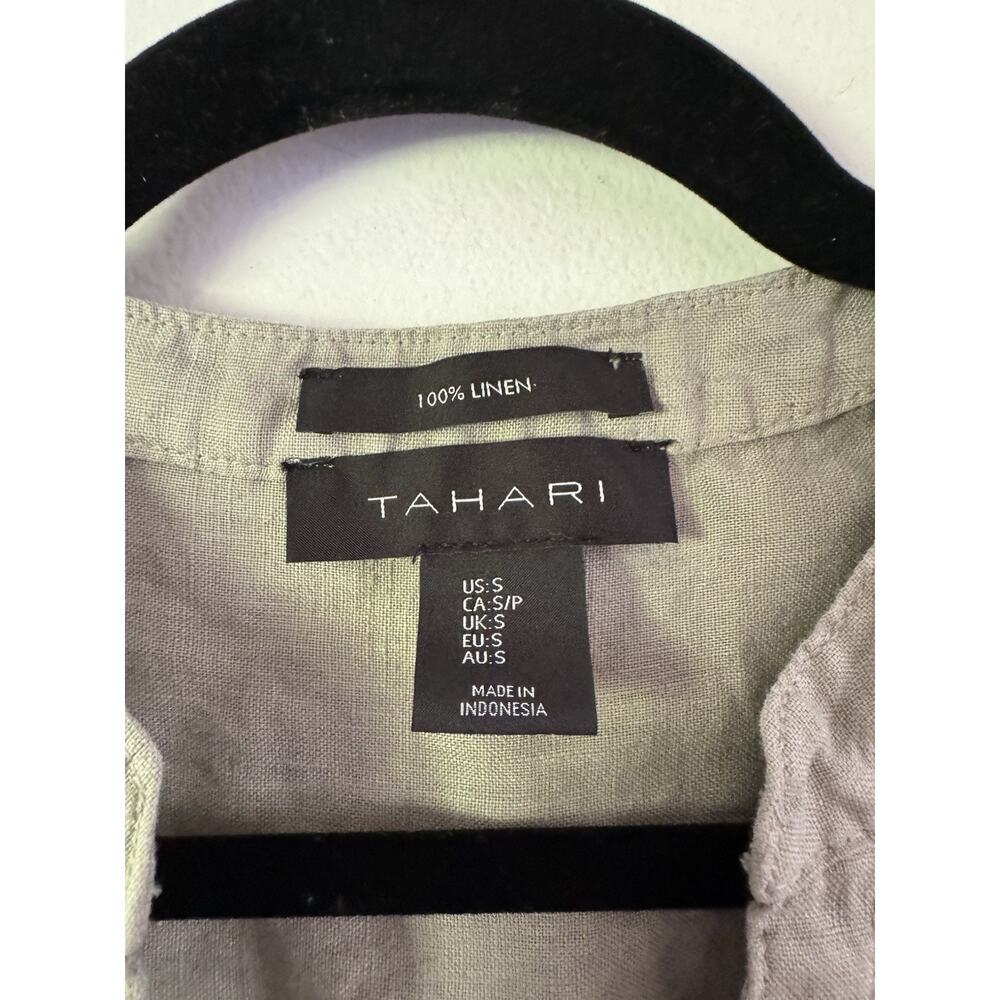 Tahari Sage Green 100% Linen Long Sleeve Dress Size Small - Picture 5 of 5